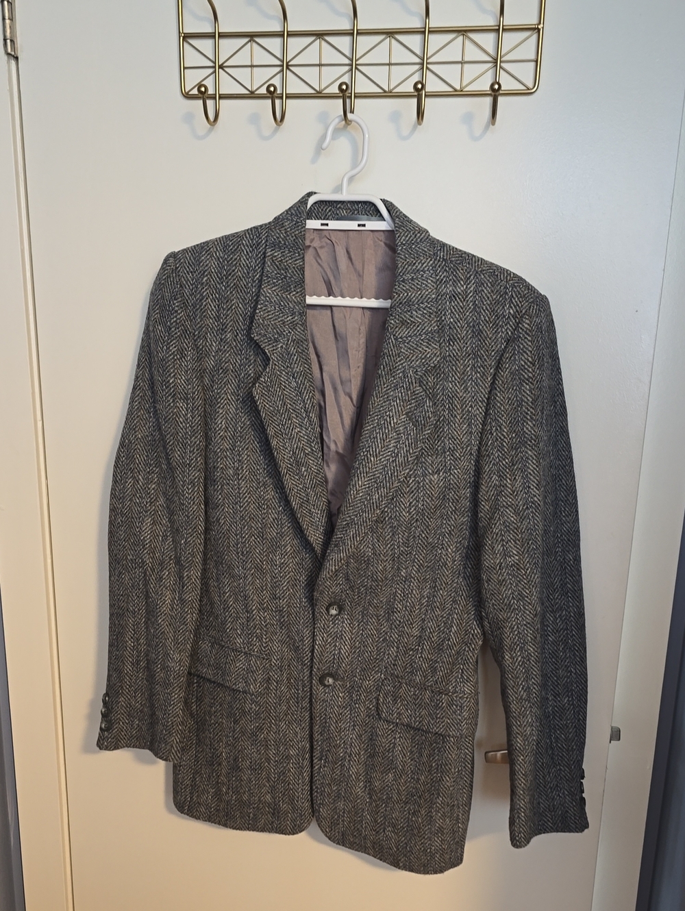 Gray/blue Herringbone Blazer - Classic Tailored Style